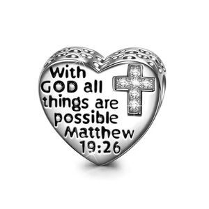 Silver Heart Charm with Inspirational Message